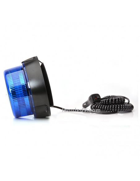 Balise LED magnétique bleue | Gyrophare LED bleu avec base magnétique | Connexion allume-cigare LED bleue rotative | leonleds