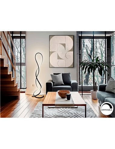 Luminária de chão LED EVANIA 64W 4000 lm 3000K com dimmer de pé, IP20, preta