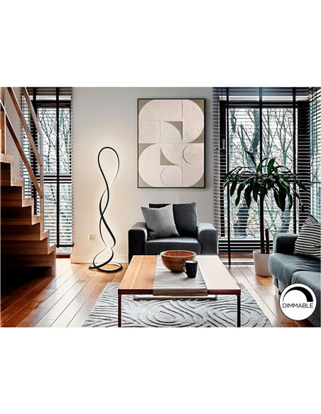 Lampadaire LED EVANIA 64 W 4000 lm 3000 K, variateur au pied, IP20, noir