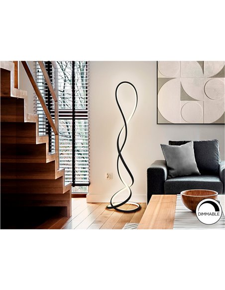 Lámpara de pie EVANIA LED 64W 4000 lm 3000K dimable regulador de pie IP20 Negro