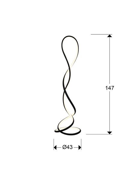Luminária de chão LED EVANIA 64W 4000 lm 3000K com dimmer de pé, IP20, preta