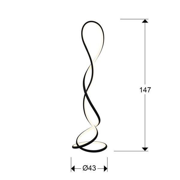 Luminária de chão LED EVANIA 64W 4000 lm 3000K com dimmer de pé, IP20, preta