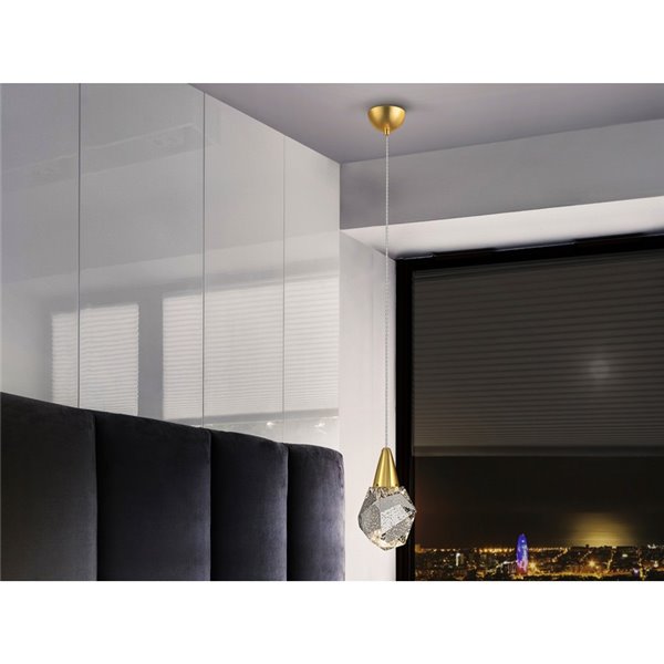 Lámpara colgante AQUARIA LED, tulipa de cristal macizo, 4W 450 lm 3000K IP20 Oro mate