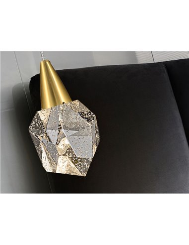 Lámpara colgante AQUARIA LED, tulipa de cristal macizo, 4W 450 lm 3000K IP20 Oro mate