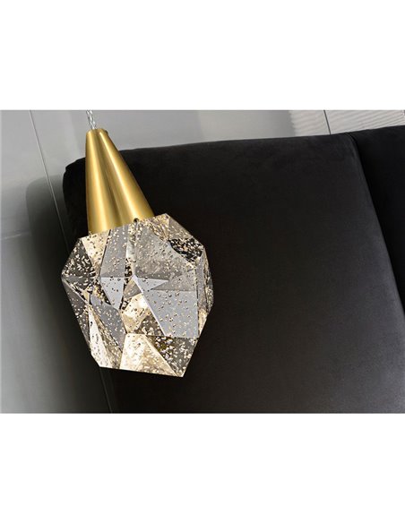 Lámpara colgante AQUARIA LED, tulipa de cristal macizo, 4W 450 lm 3000K IP20 Oro mate
