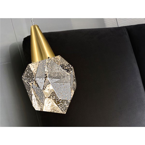 Suspension LED AQUARIA, abat-jour en verre massif, 4 W, 450 lm, 3000 K, IP20, or mat