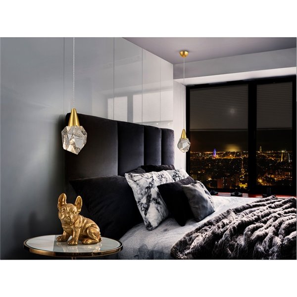 Lámpara colgante AQUARIA LED, tulipa de cristal macizo, 4W 450 lm 3000K IP20 Oro mate