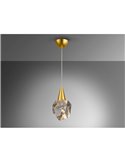 Lámpara colgante AQUARIA LED, tulipa de cristal macizo, 4W 450 lm 3000K IP20 Oro mate