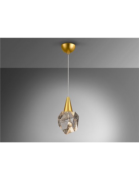 Lámpara colgante AQUARIA LED, tulipa de cristal macizo, 4W 450 lm 3000K IP20 Oro mate