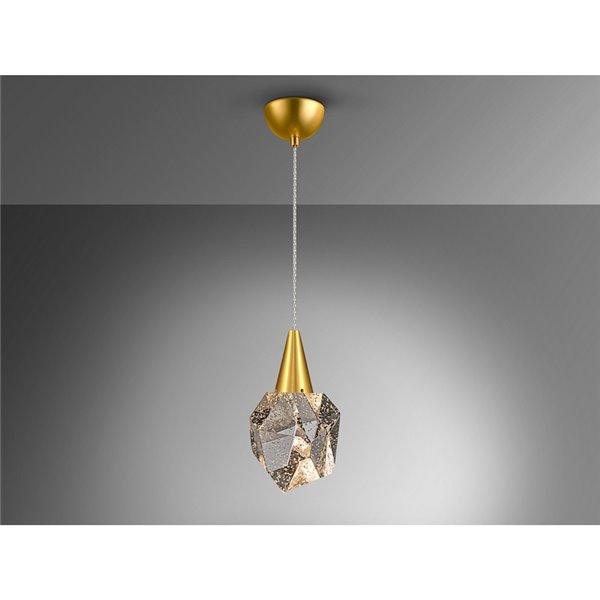 Lámpara colgante AQUARIA LED, tulipa de cristal macizo, 4W 450 lm 3000K IP20 Oro mate