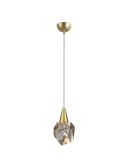 Lámpara colgante AQUARIA LED, tulipa de cristal macizo, 4W 450 lm 3000K IP20 Oro mate