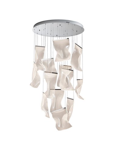 Plafonnier VELOS à 13 lumières, abat-jour en méthacrylate, LED 63 W 3780 lm 3000 K à intensité variable, chromé