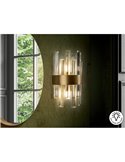 Aplique de pared GRACE 2 luces, barras de cristal transparente en forma de prisma, LED 2xG9 Oro