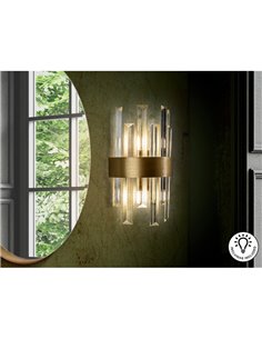 Applique murale GRACE à 2 lumières, barres de verre prismatiques transparentes, 2 LED G9, or 2