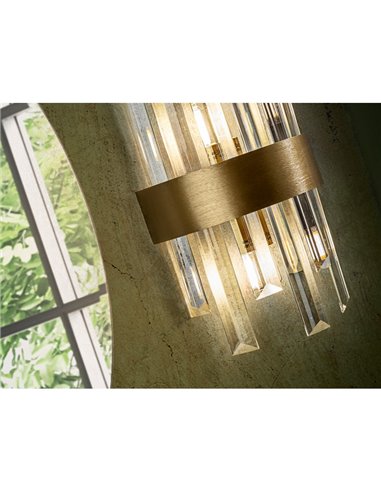 Aplique de pared GRACE 2 luces, barras de cristal transparente en forma de prisma, LED 2xG9 Oro