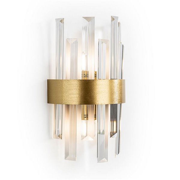 Aplique de pared GRACE 2 luces, barras de cristal transparente en forma de prisma, LED 2xG9 Oro