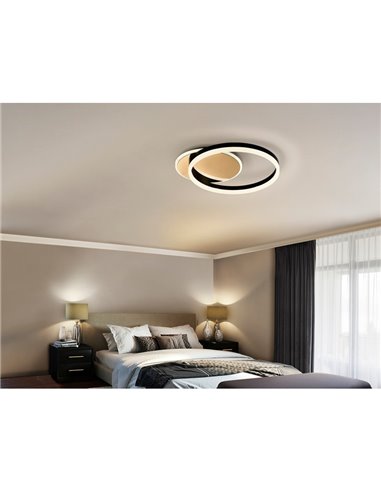 Plafón de techo redondo ORIEL Ø46cm LED 38W 1400 lm 3000K Oro/Negro