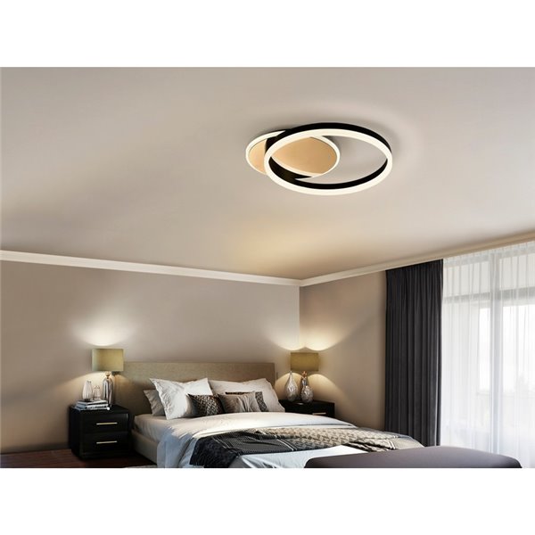 Plafón de techo redondo ORIEL Ø46cm LED 38W 1400 lm 3000K Oro/Negro