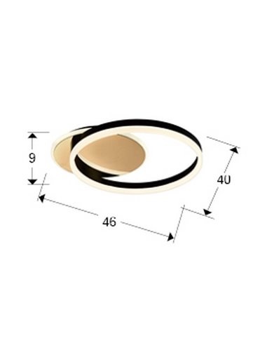 Plafón de techo redondo ORIEL Ø46cm LED 38W 1400 lm 3000K Oro/Negro
