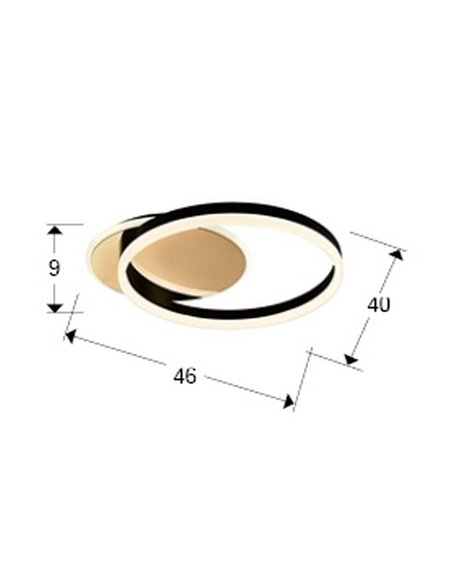 Plafón de techo redondo ORIEL Ø46cm LED 38W 1400 lm 3000K Oro/Negro