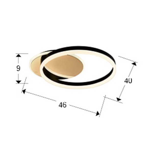 Plafón de techo redondo ORIEL Ø46cm LED 38W 1400 lm 3000K Oro/Negro