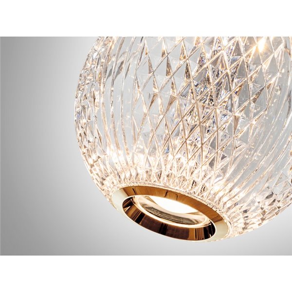 Lámpara de techo AUSTRAL 5 luces, tulipas cristal tallado, LED 26W 1264 lm Oro