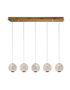 Lámpara de techo AUSTRAL 5 luces, tulipas cristal tallado, LED 26W 1264 lm Oro