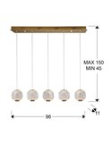 Lámpara de techo AUSTRAL 5 luces, tulipas cristal tallado, LED 26W 1264 lm Oro