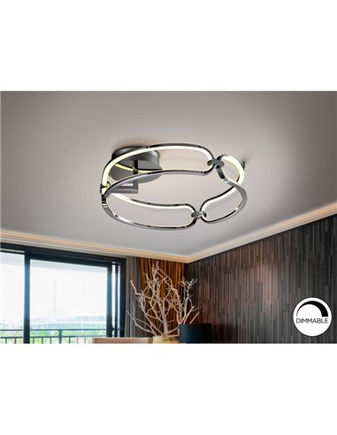 Plafonnier rond LED COLETTE 37W 3330 lm 3000K Chrome