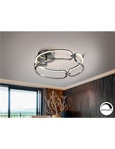 Plafón de techo redondo COLETTE LED 37W 3330 lm 3000K Cromo