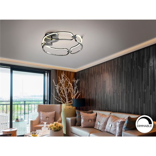 Plafonnier rond LED COLETTE 37W 3330 lm 3000K Chrome