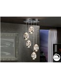 Lámpara de techo ROCÍO 5 luces, tulipas cristal macizo, LED 25W 2400 lm Dimable Cromo