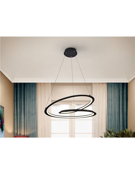 Lámpara de techo colgante LOOPING LED Ø60cm 36W 1800 lm 3000K Negro