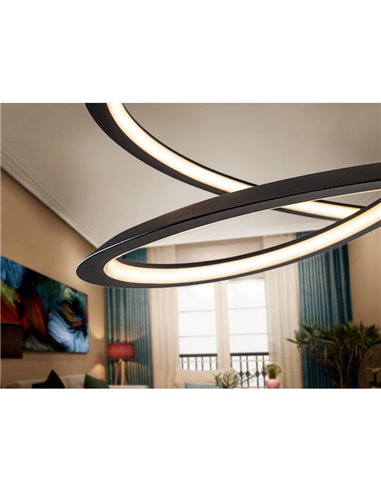Lámpara de techo colgante LOOPING LED Ø60cm 36W 1800 lm 3000K Negro