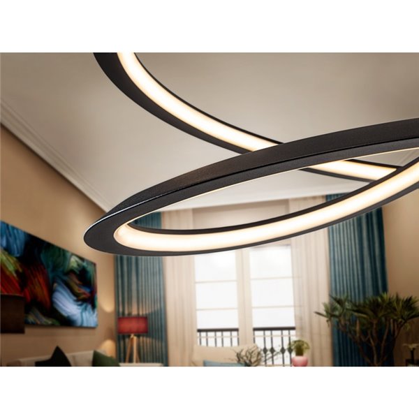 Lámpara de techo colgante LOOPING LED Ø60cm 36W 1800 lm 3000K Negro