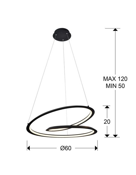 Suspension LED LOOPING Ø60cm 36W 1800 lm 3000K Noir