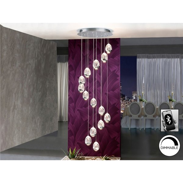 Plafonnier ROCÍO 14 LED 70W 6720 lm à intensité variable, chromé