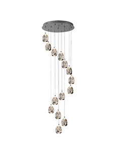 Lámpara de techo ROCÍO 14 luces LED 70W 6720 lm dimable Cromo