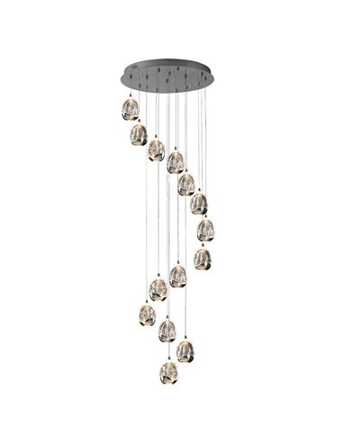 Lámpara de techo ROCÍO 14 luces LED 70W 6720 lm dimable Cromo