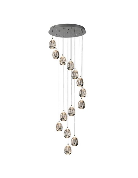 Lámpara de techo ROCÍO 14 luces LED 70W 6720 lm dimable Cromo