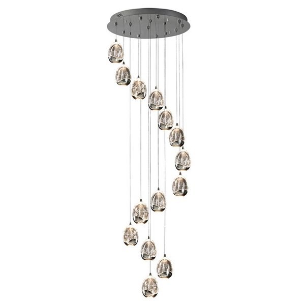 Lámpara de techo ROCÍO 14 luces LED 70W 6720 lm dimable Cromo