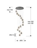 Lámpara de techo ROCÍO 14 luces LED 70W 6720 lm dimable Cromo
