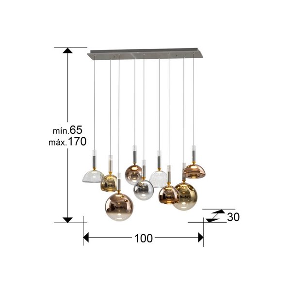 Luminária de teto CHARLIZE com 9 LEDs, 54W, 1980 lm, dimerizável, cromada