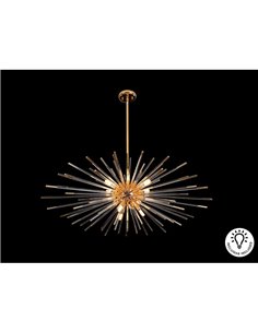 Luminária de teto EVASION, 9 lâmpadas LED G9 54W 4.950 lm, vidro âmbar, acabamento dourado brilhante. 2