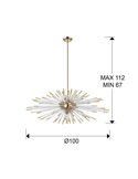 Lámpara de techo EVASIÓN 9 luces LED G9 54W 4.950 lm, cristal ámbar Oro brillo