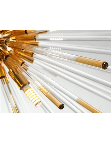 Lámpara de techo EVASIÓN 9 luces LED G9 54W 4.950 lm, cristal ámbar Oro brillo