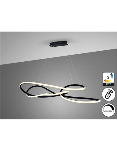 Luminária de teto moderna EVANIA LED 85W 5.100 lm CCT dimerizável de 2700K a 5000K preta