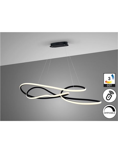 Luminária de teto moderna EVANIA LED 85W 5.100 lm CCT dimerizável de 2700K a 5000K preta