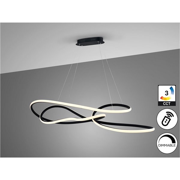 Luminária de teto moderna EVANIA LED 85W 5.100 lm CCT dimerizável de 2700K a 5000K preta