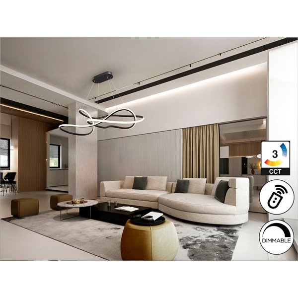 Lámpara de techo moderna EVANIA LED 85W 5.100 lm CCT dimable 2700K a 5000K Negro